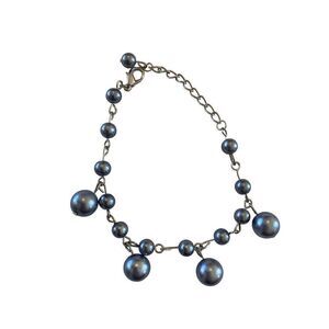 Vintage Gray Tone Faux Pearl Bracelet Costume Jewelry
